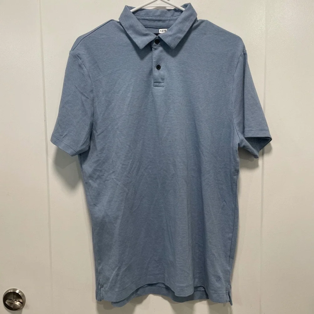 Banana Republic Mens Blue Striped Cotton Short Sleeve Polo Shirt Size M